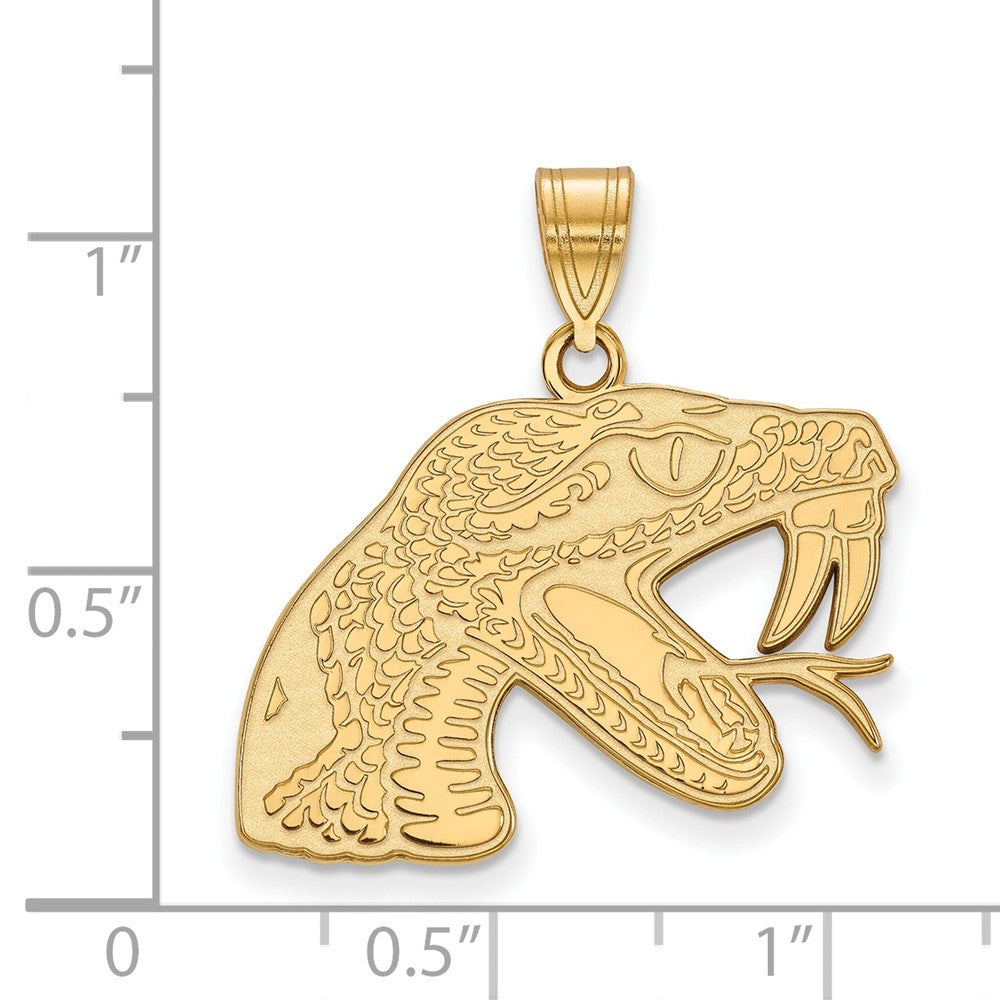 Sterling Silver Gold-plated LogoArt Florida A and M University Rattler Large Pendant