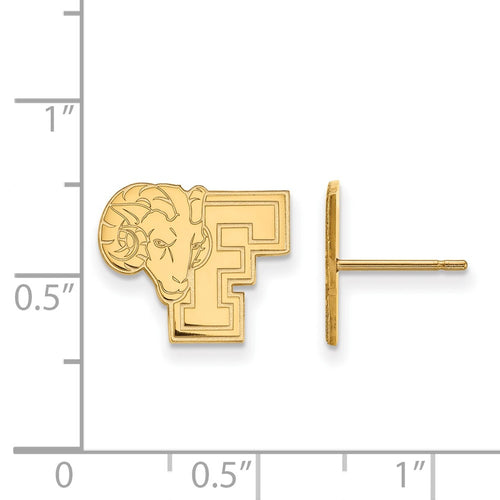 10k Gold LogoArt Fordham University Ram Small Post Earrings
