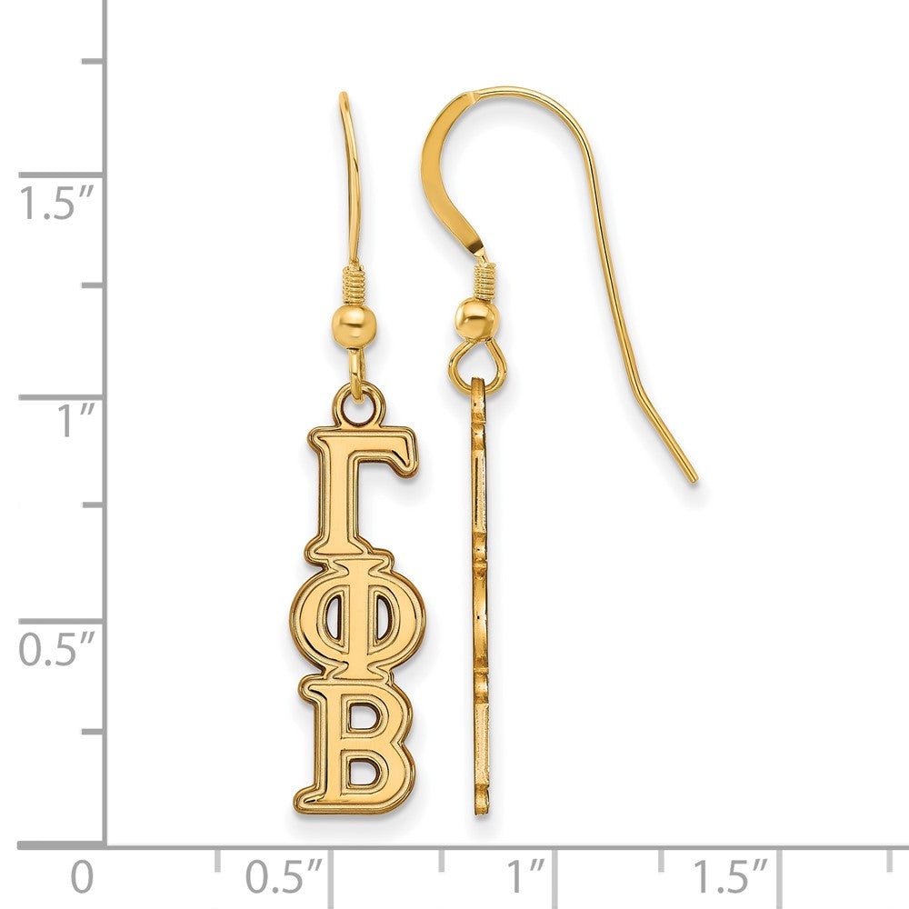 Sterling Silver Gold-plated LogoArt Gamma Phi Beta Sorority Greek Letters Small Dangle Earrings