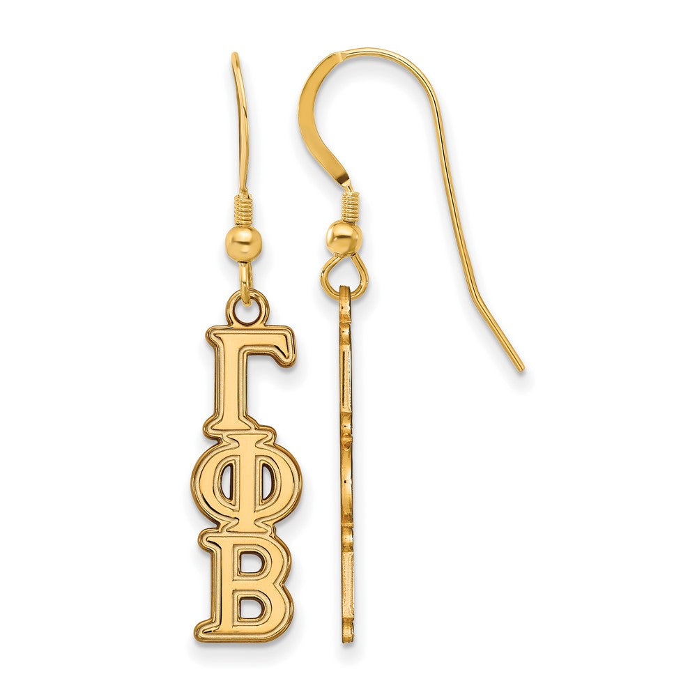 Sterling Silver Gold-plated LogoArt Gamma Phi Beta Sorority Greek Letters Small Dangle Earrings