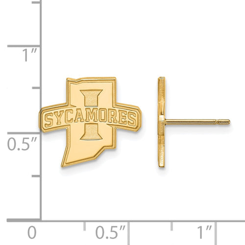 10k Gold LogoArt Indiana State University Sycamores Small Post Earrings