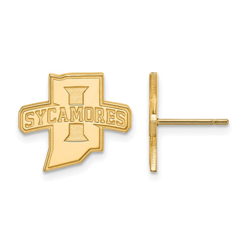 10k Gold LogoArt Indiana State University Sycamores Small Post Earrings