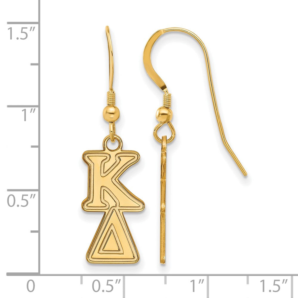 Sterling Silver Gold-plated LogoArt Kappa Delta Sorority Greek Letters Small Dangle Earrings