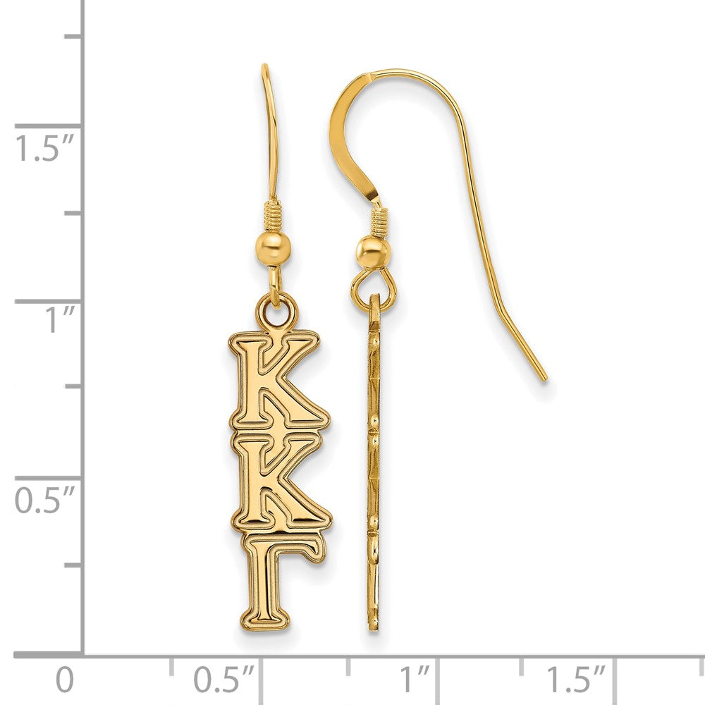 Sterling Silver Gold-plated LogoArt Kappa Kappa Gamma Sorority Greek Letters Small Dangle Earrings