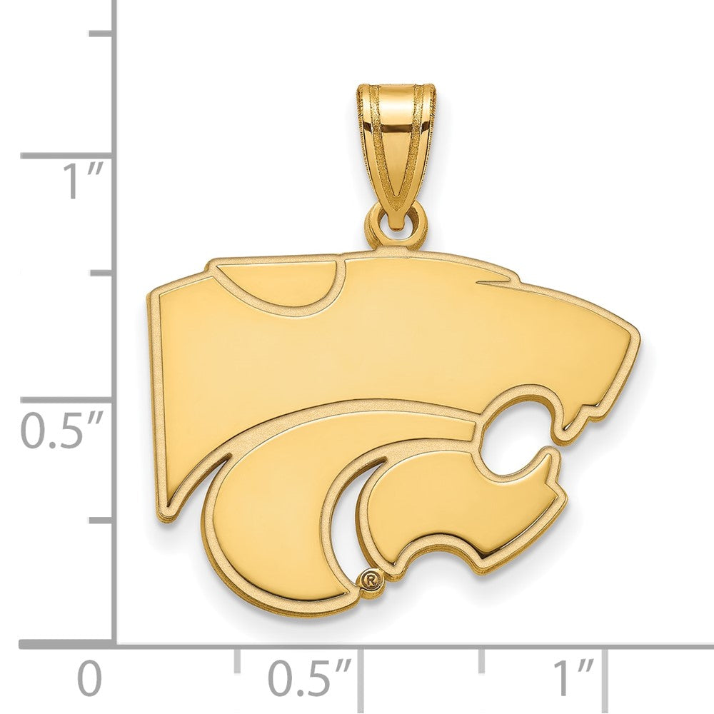 Sterling Silver Gold-plated LogoArt Kansas State University Wildcat Large Pendant