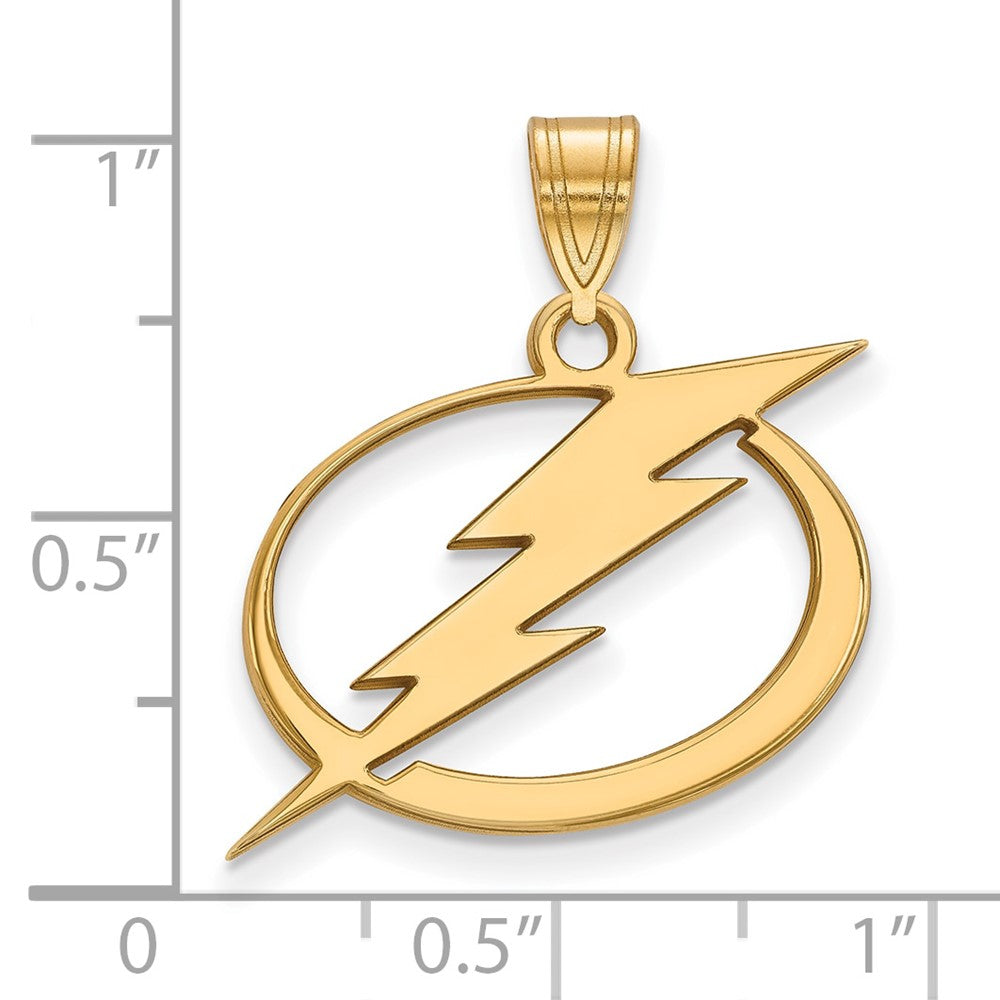 Sterling Silver Gold-plated NHL LogoArt Tampa Bay Lightning Large Pendant