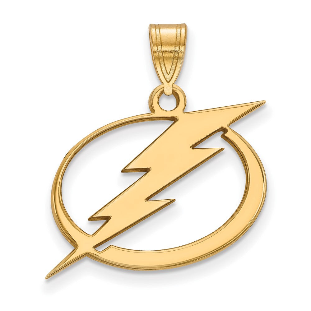 Sterling Silver Gold-plated NHL LogoArt Tampa Bay Lightning Large Pendant