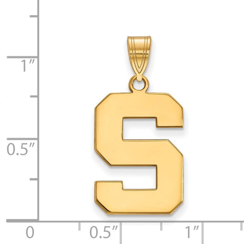 10k Gold LogoArt Michigan State University Letter S Large Pendant