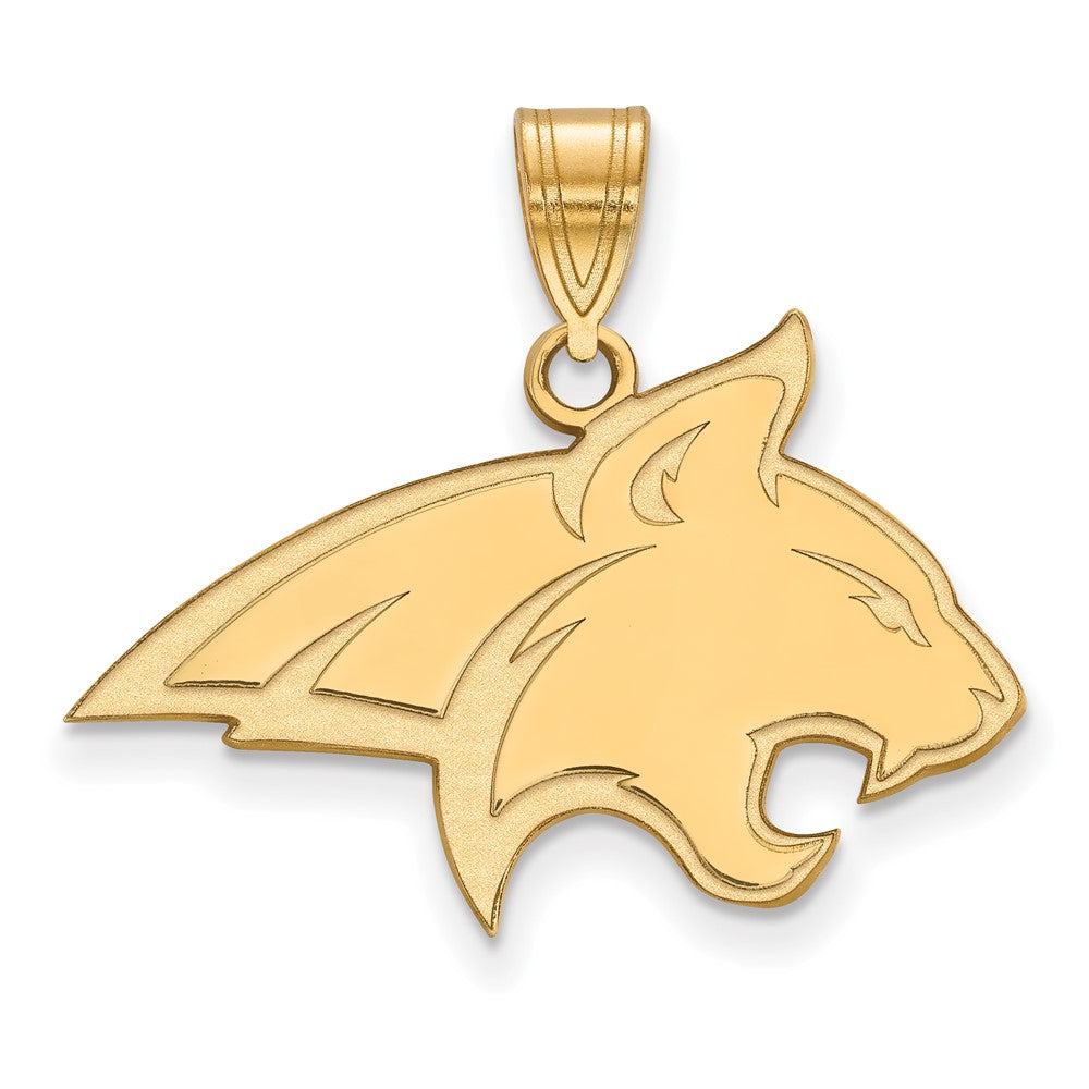 Sterling Silver Gold-plated LogoArt Montana State University Bobcat Large Pendant