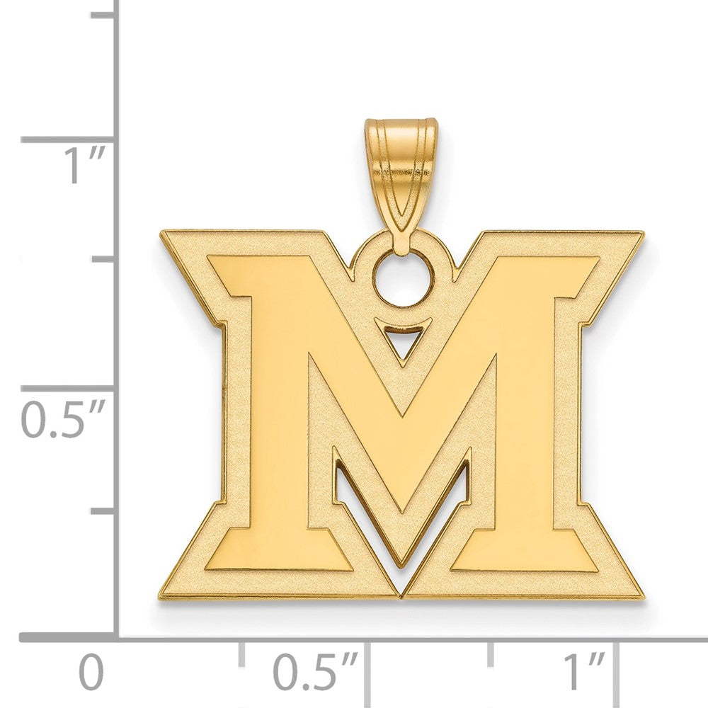 14k Gold LogoArt Miami University Ohio Letter M Large Pendant