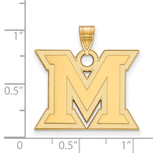 10k Gold LogoArt Miami University Ohio Letter M Large Pendant