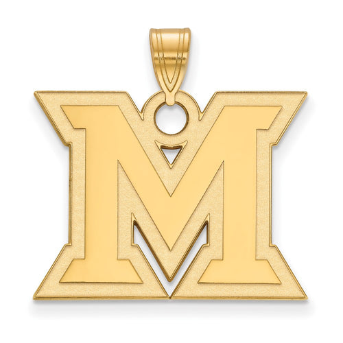 10k Gold LogoArt Miami University Ohio Letter M Large Pendant
