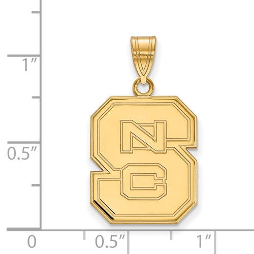 10k Gold LogoArt North Carolina State University N-C-S Large Pendant