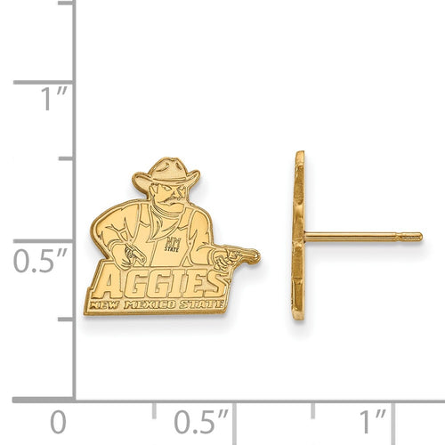 10k Gold LogoArt New Mexico State University Aggies Small Post Earrings