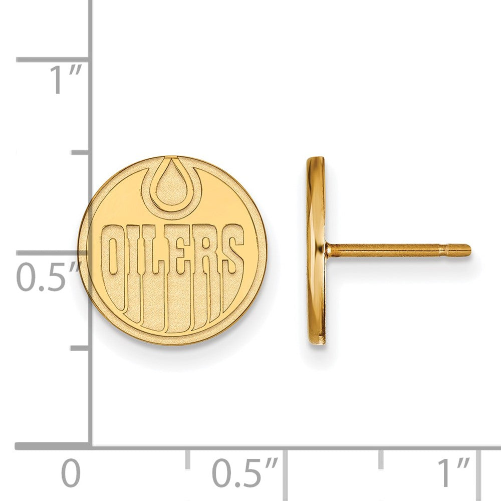 14k Gold NHL LogoArt Edmonton Oilers Small Post Earrings