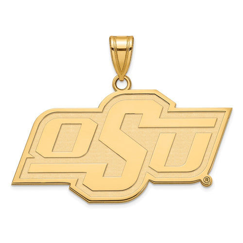 10k Gold LogoArt Oklahoma State University O-S-U Large Pendant