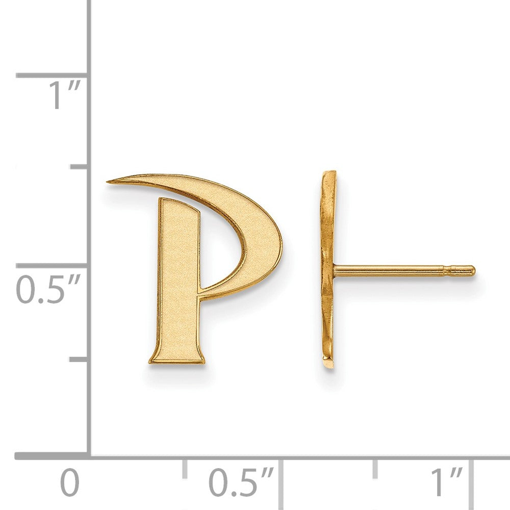10k Gold LogoArt Pepperdine University Letter P Small Post Earrings
