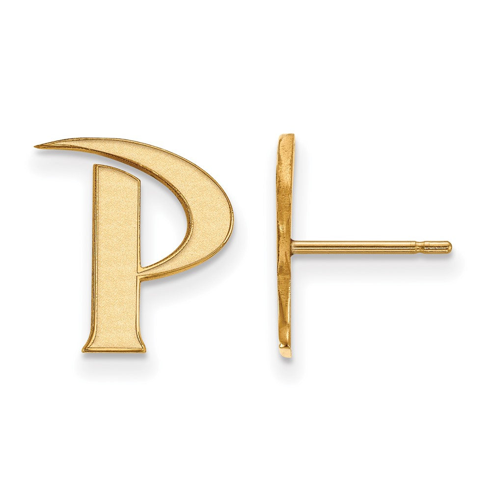 Sterling Silver Gold-plated LogoArt Pepperdine University Letter P Small Post Earrings