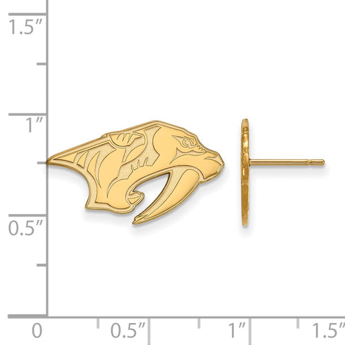 10k Gold NHL LogoArt Nashville Predators Small Post Earrings
