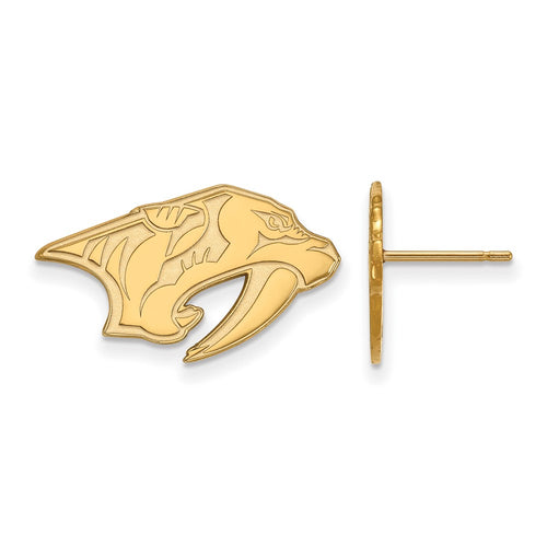 10k Gold NHL LogoArt Nashville Predators Small Post Earrings