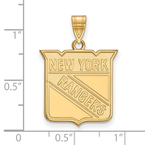 10k Gold NHL LogoArt New York Rangers Large Pendant