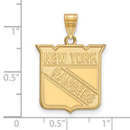 Sterling Silver Gold-plated NHL LogoArt New York Rangers Large Pendant