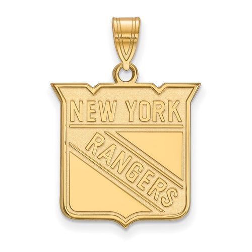 10k Gold NHL LogoArt New York Rangers Large Pendant
