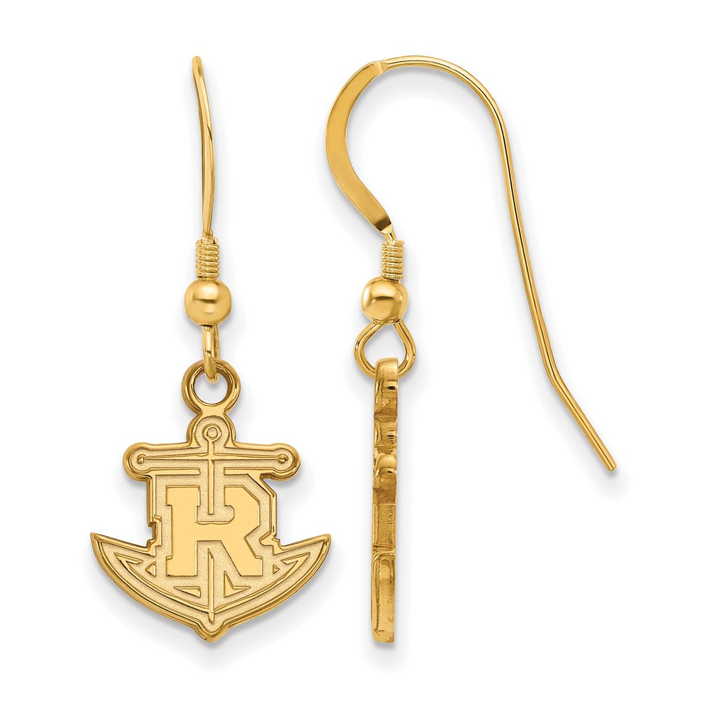 Sterling Silver Gold-plated LogoArt Rollins College Anchor Small Dangle Wire Earrings