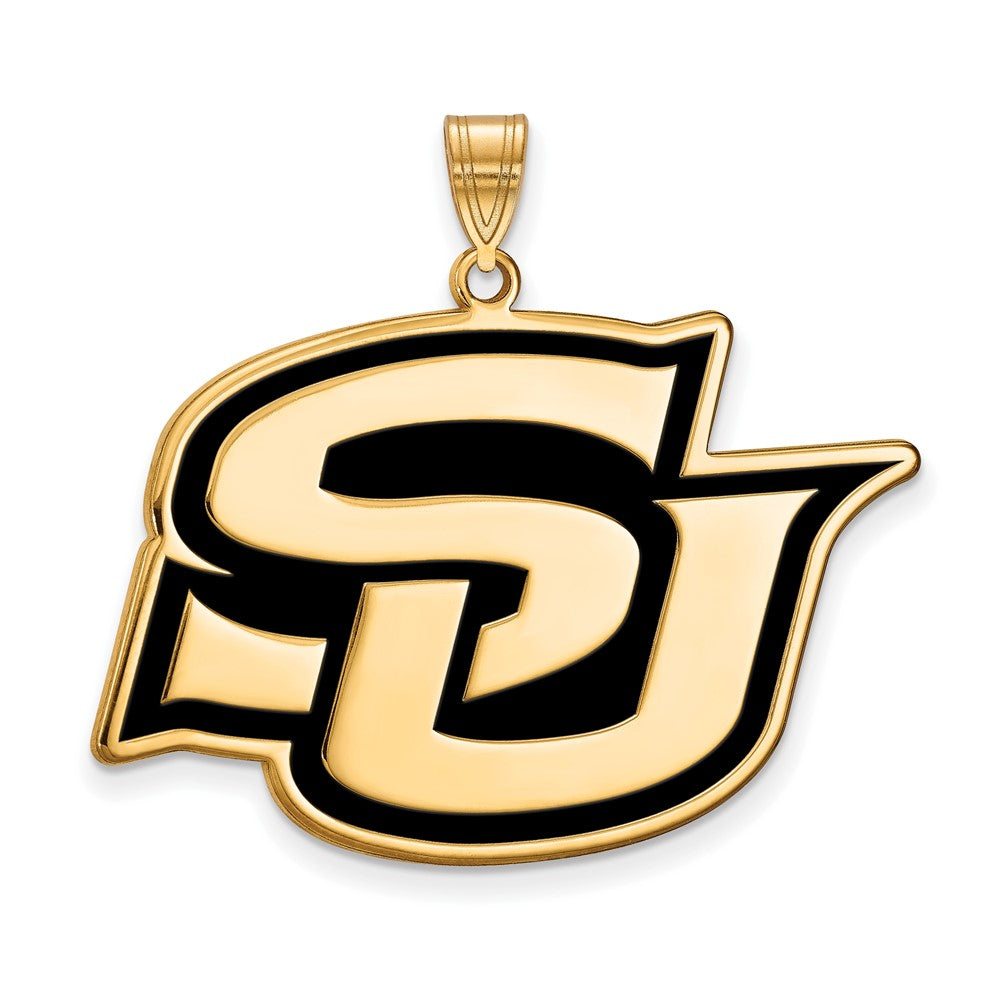 Sterling Silver Gold-plated LogoArt Southern University Jaguars Extra Large Enameled Pendant
