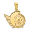 Sterling Silver Gold-plated NHL LogoArt Ottawa Senators Large Pendant