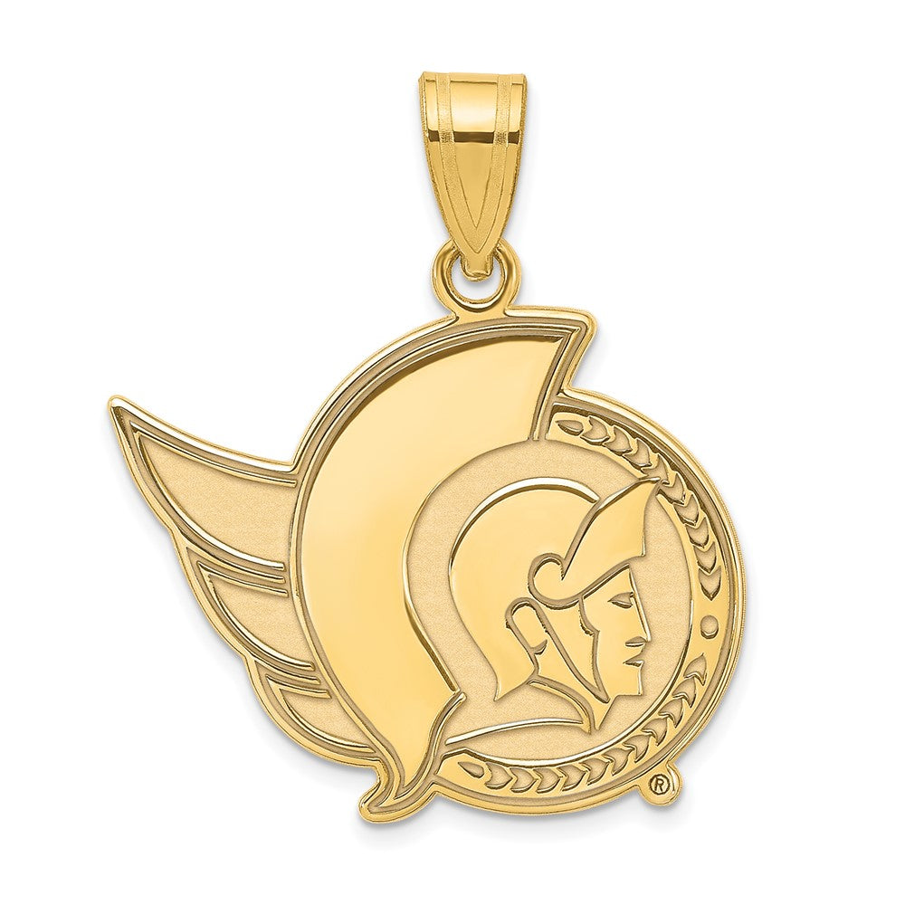 Sterling Silver Gold-plated NHL LogoArt Ottawa Senators Large Pendant