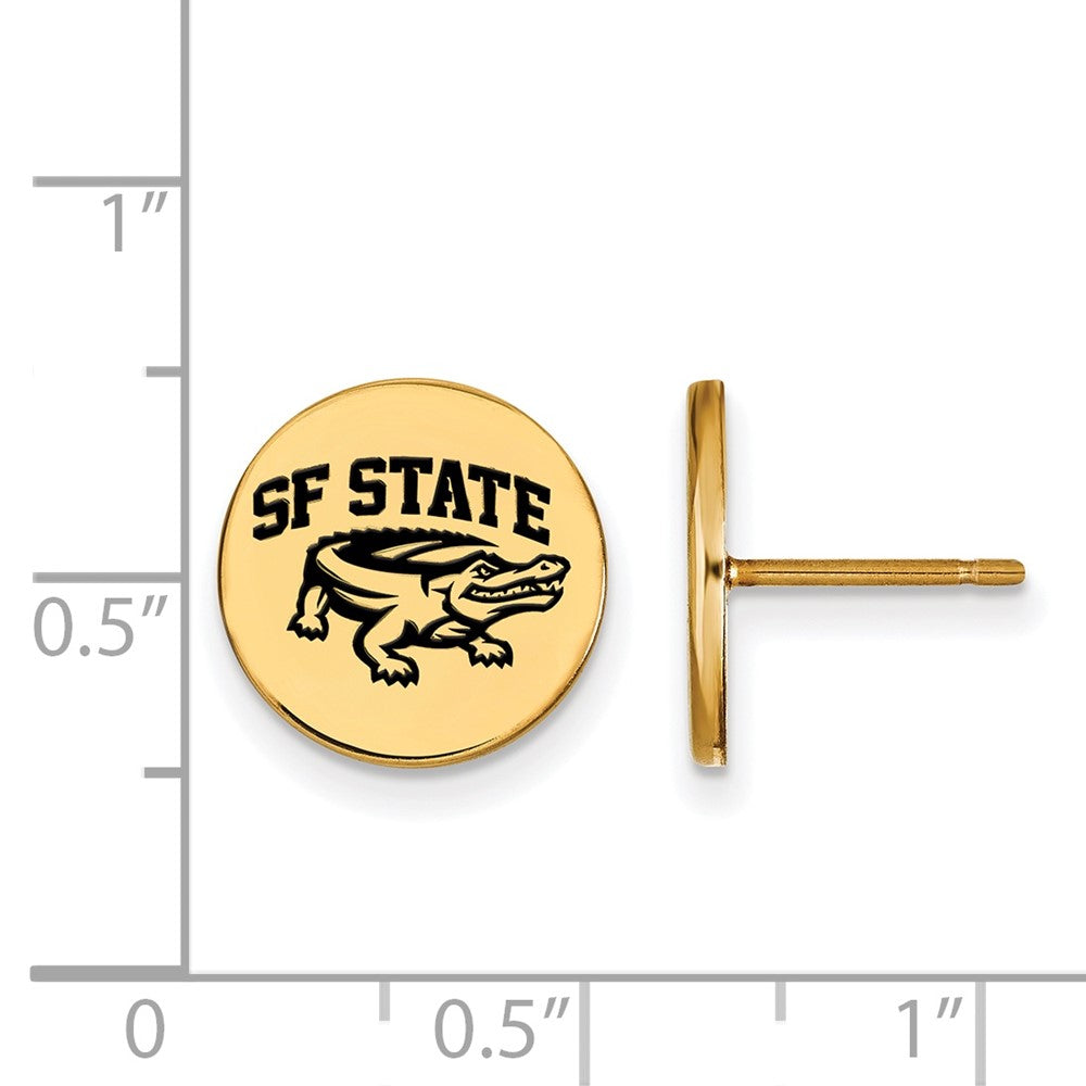 Sterling Silver Gold-plated LogoArt San Francisco State University Small Enameled Disc Post Earrings