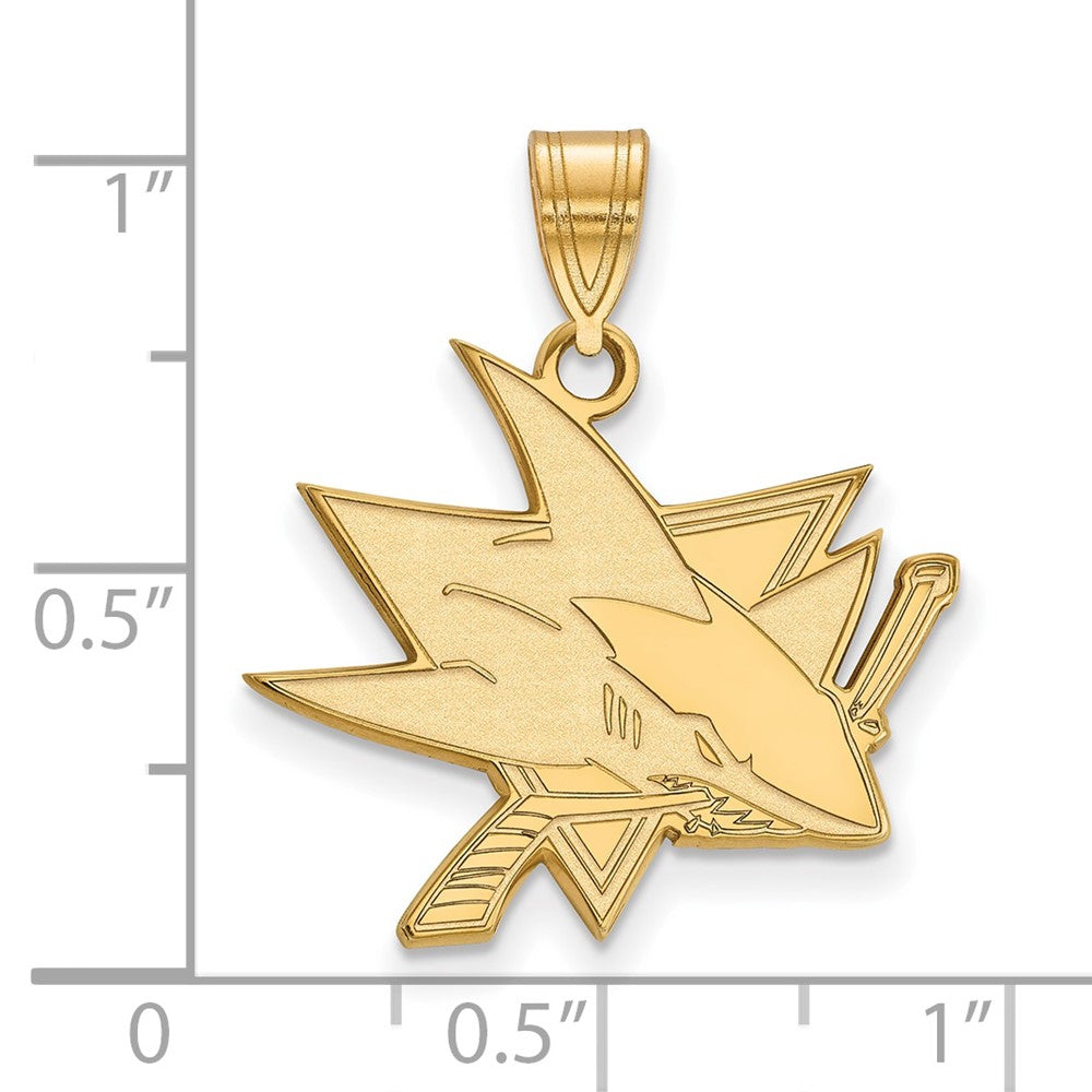 Sterling Silver Gold-plated NHL LogoArt San Jose Sharks Large Pendant