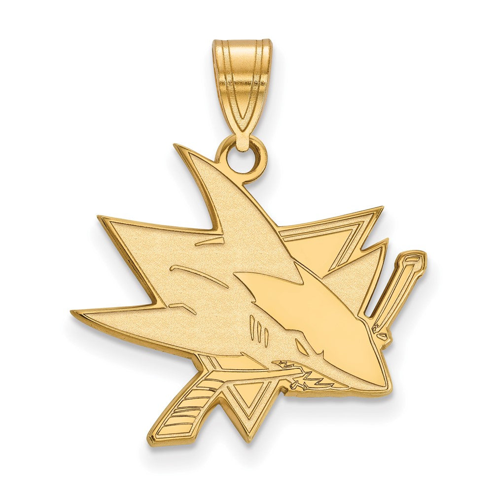 Sterling Silver Gold-plated NHL LogoArt San Jose Sharks Large Pendant