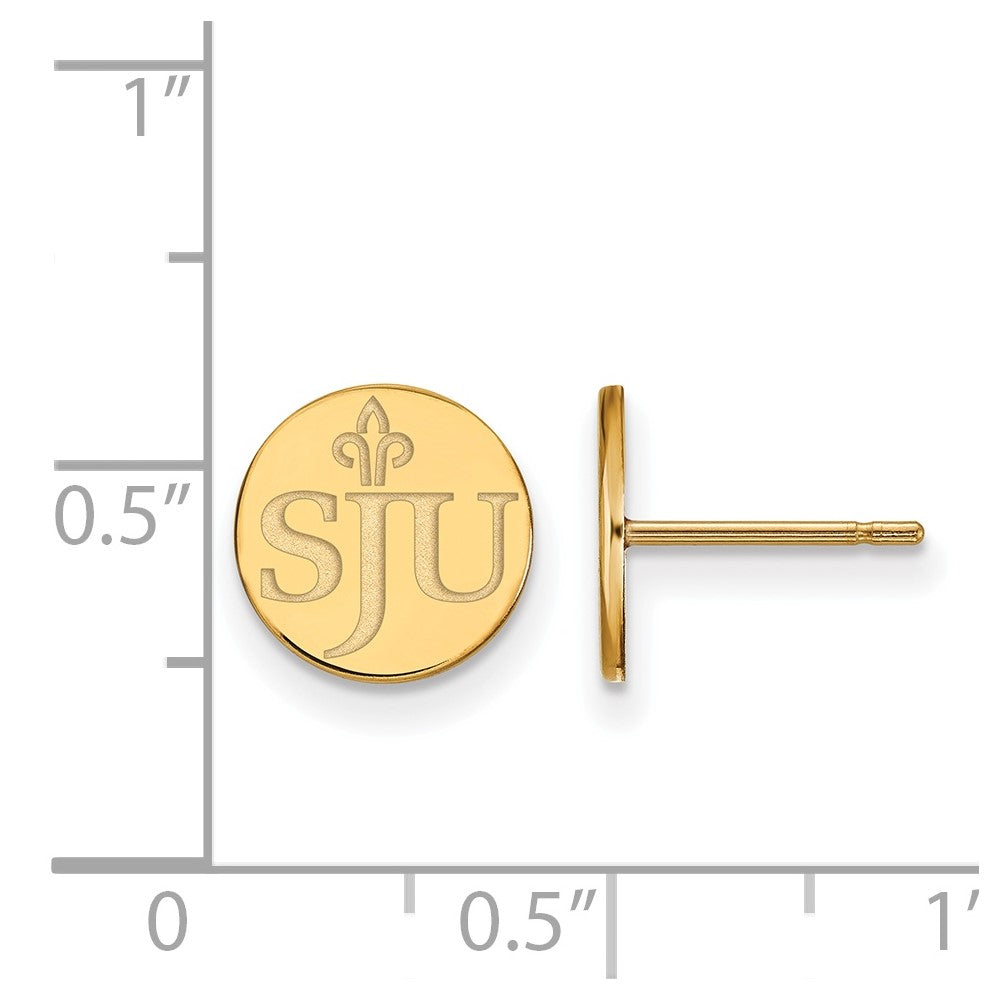 Sterling Silver Gold-plated LogoArt Saint Joseph's University S-J-U Extra Small Post Earrings