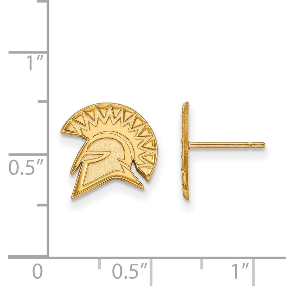 Sterling Silver Gold-plated LogoArt San Jose State University Spartan Small Post Earrings