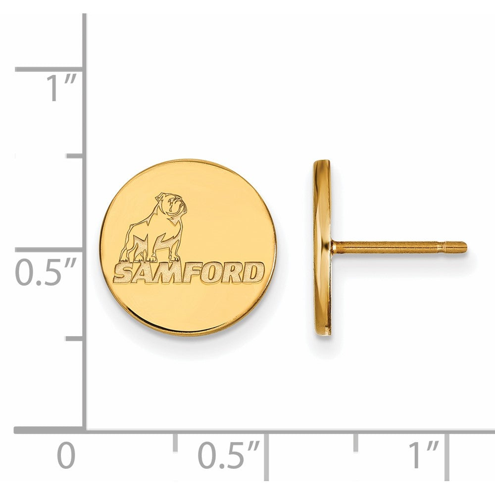 Sterling Silver Gold-plated LogoArt Samford University Small Post Earrings