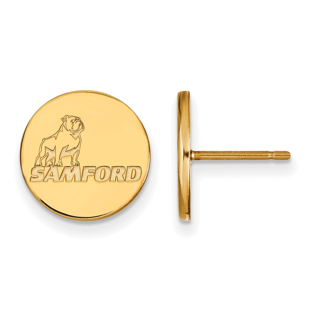 Sterling Silver Gold-plated LogoArt Samford University Small Post Earrings
