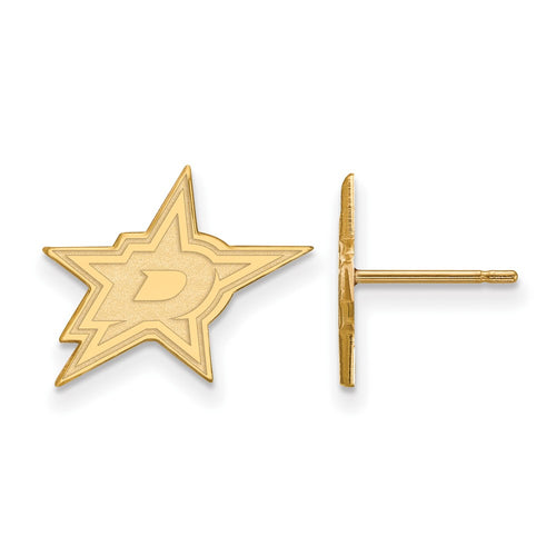 10k Gold NHL LogoArt Dallas Stars Small Post Earrings