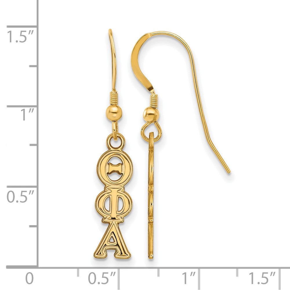 Sterling Silver Gold-plated LogoArt Theta Phi Alpha Sorority Greek Letters Small Dangle Earrings