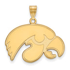 Sterling Silver Gold-plated LogoArt University of Iowa Hawk Large Pendant