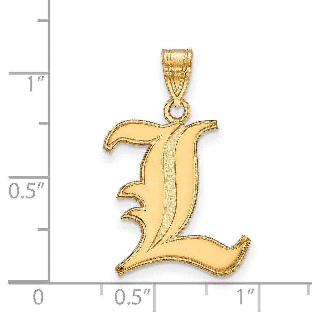 Sterling Silver Gold-plated LogoArt University of Louisville Letter L Large Pendant