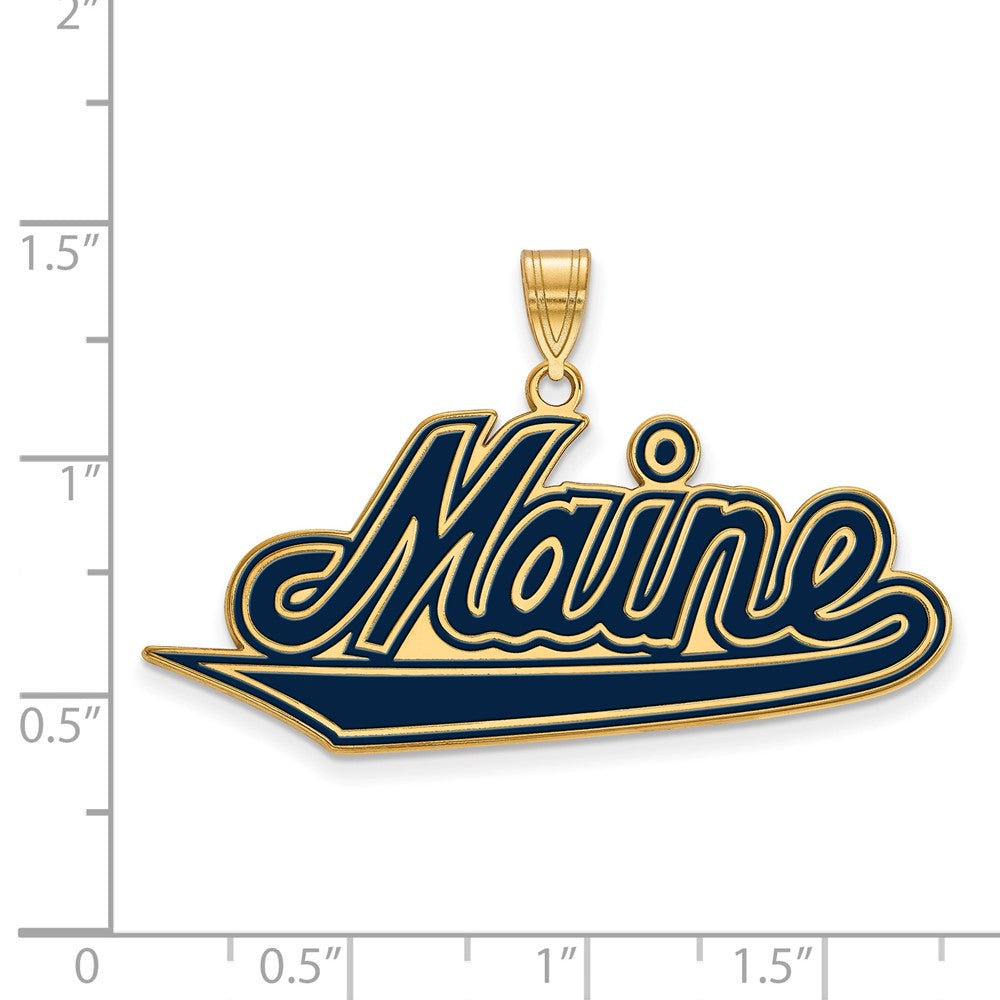 Sterling Silver Gold-plated LogoArt University of Maine Extra Large Enameled Pendant