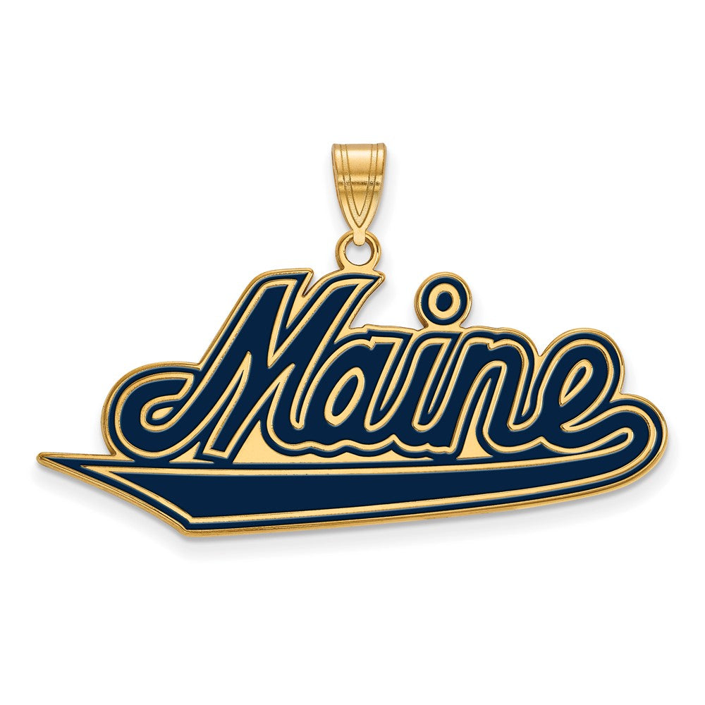 Sterling Silver Gold-plated LogoArt University of Maine Extra Large Enameled Pendant