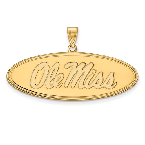 10k Gold LogoArt University of Mississippi Ole Miss Large Oval Pendant