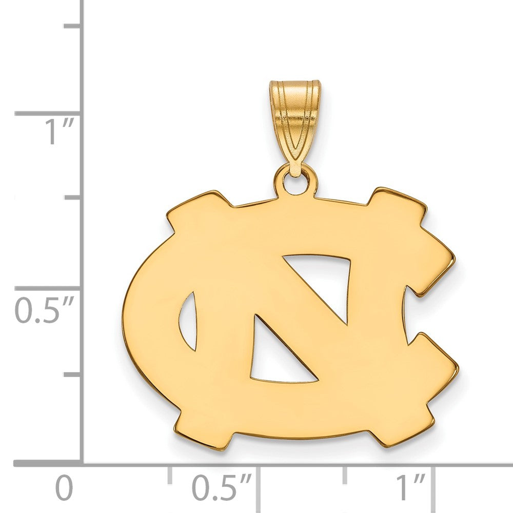Sterling Silver Gold-plated LogoArt University of North Carolina N-C Large Pendant