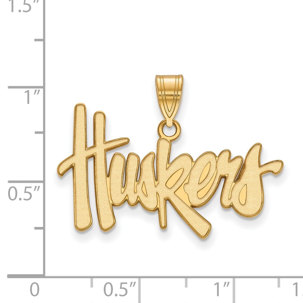 Sterling Silver Gold-plated LogoArt University of Nebraska Huskers Large Pendant