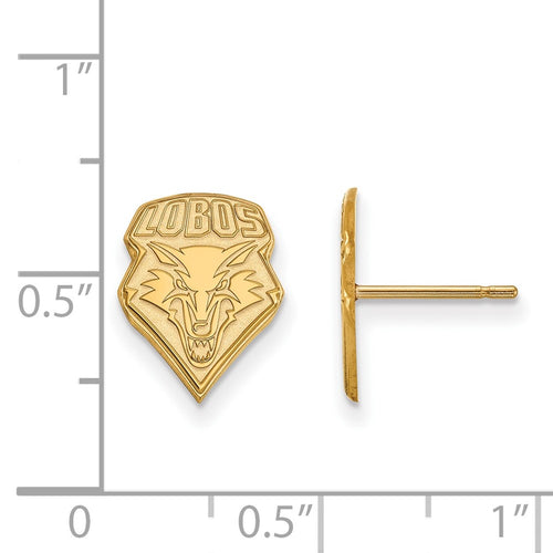 10k Gold LogoArt University of New Mexico Lobos Small Post Earrings
