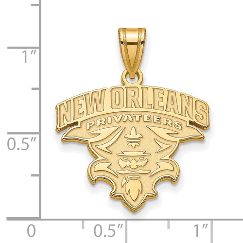 10k Gold LogoArt University of New Orleans U-N-O Extra Large Pendant