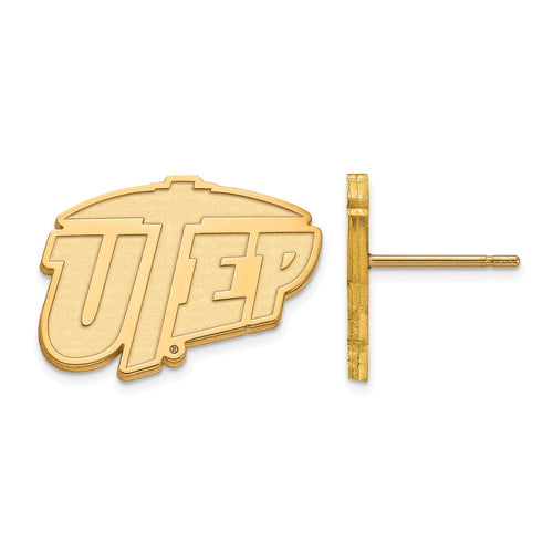 10k Gold LogoArt University of Texas at El Paso Small Post Earrings